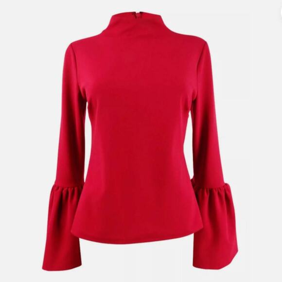 Red Vince Camuto Bell Sleeve Top - Picture 2 of 8
